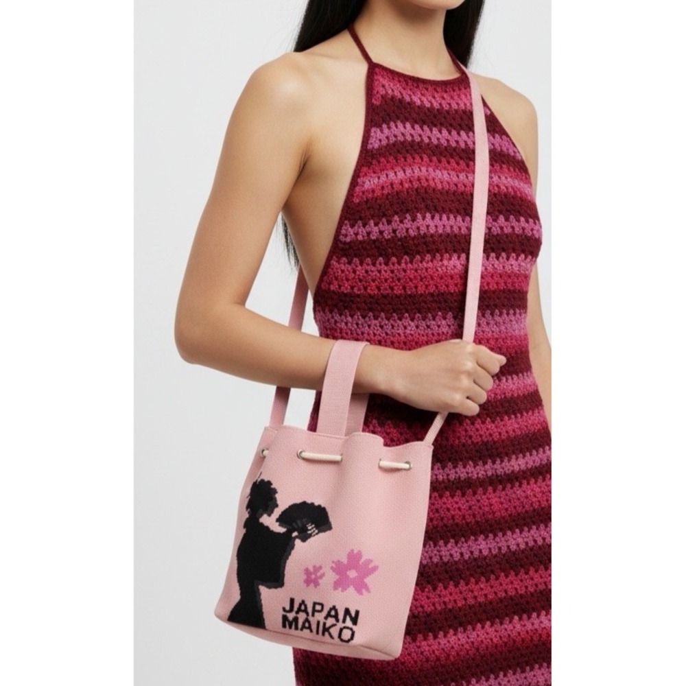 NWT D.Kelly Japan Maiko Knit Tot Bag Pink Sakura Cherry Blossom Geisha